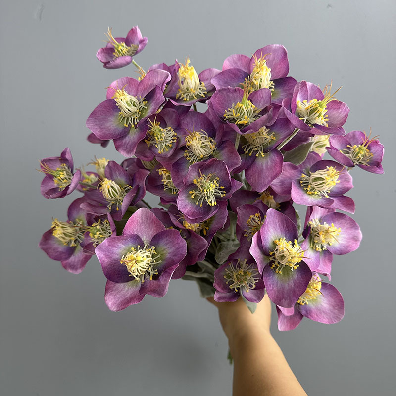 Artificial Frosted Hellebore Christmas Rose Wholesale | Kingyee Flora