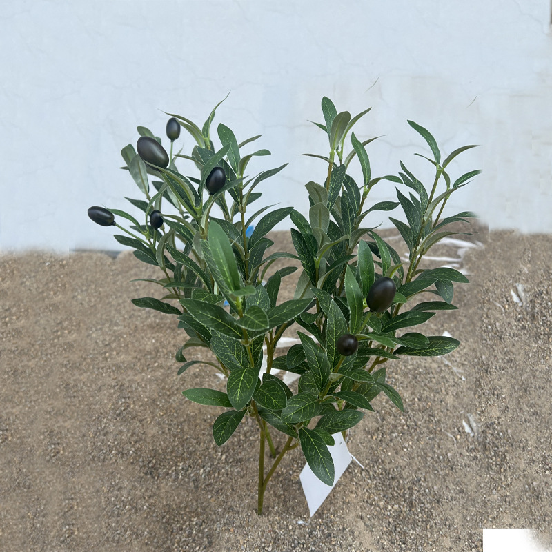 3-Fork Artificial Olive Branch with Olives - Kingyee Flora