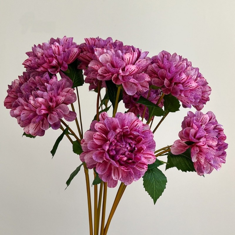 Speckled Purple Artificial Dahlia Stem Wholesale | Vintage Silk Wedding Filler Flower | Kingyee Flora - Image 2