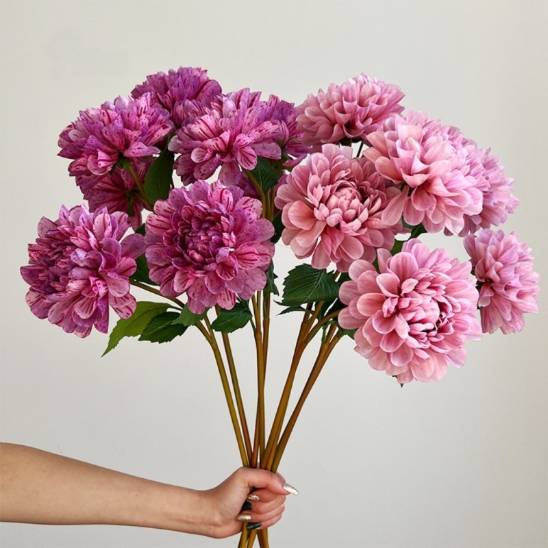 Speckled Purple Artificial Dahlia Stem Wholesale | Vintage Silk Wedding Filler Flower | Kingyee Flora - Image 8