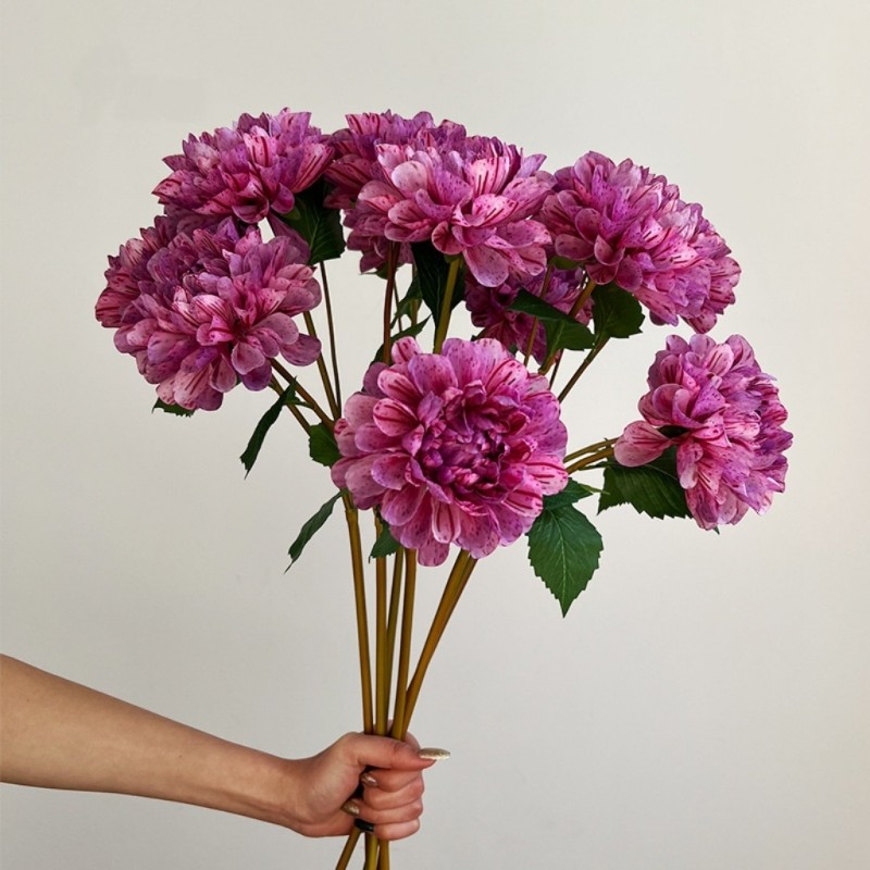 Speckled Purple Artificial Dahlia Stem Wholesale | Vintage Silk Wedding Filler Flower | Kingyee Flora
