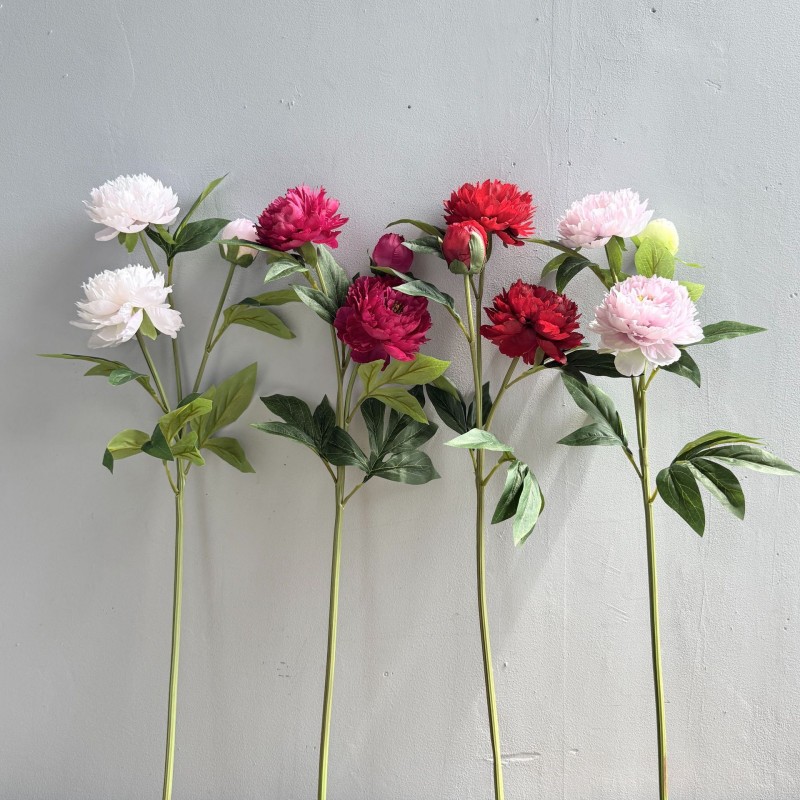 Artificial 3-Head Peony Flower Stem Wholesale | Kingyee Flora