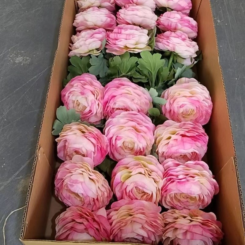 Artificial 2 Head Ranunculus Flower Stem Wholesale | Kingyee Flora