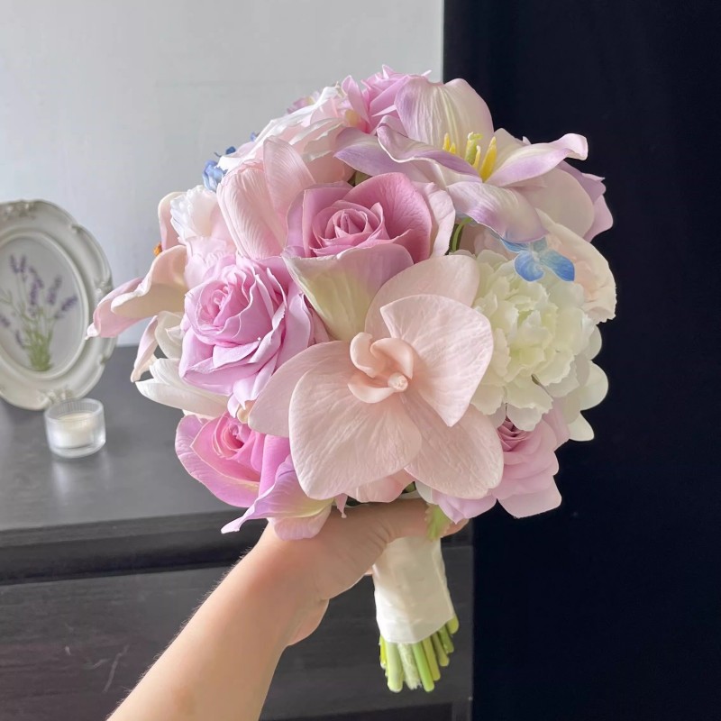 Dusty Pink Orchid Bridal Bouquet | Artificial Wedding Posy Wholesale | Kingyee Flora