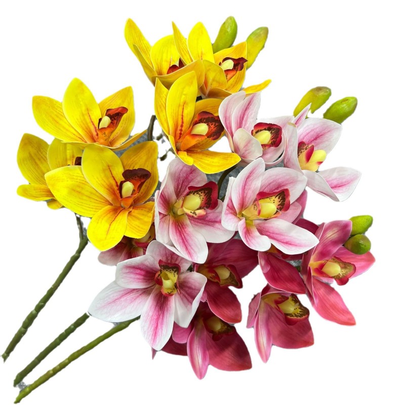 6 Heads 3D Real Touch Wet Feeling Cymbidium Orchid | Stereo Film Orchid for Wedding Event Hotel Decor - Image 4